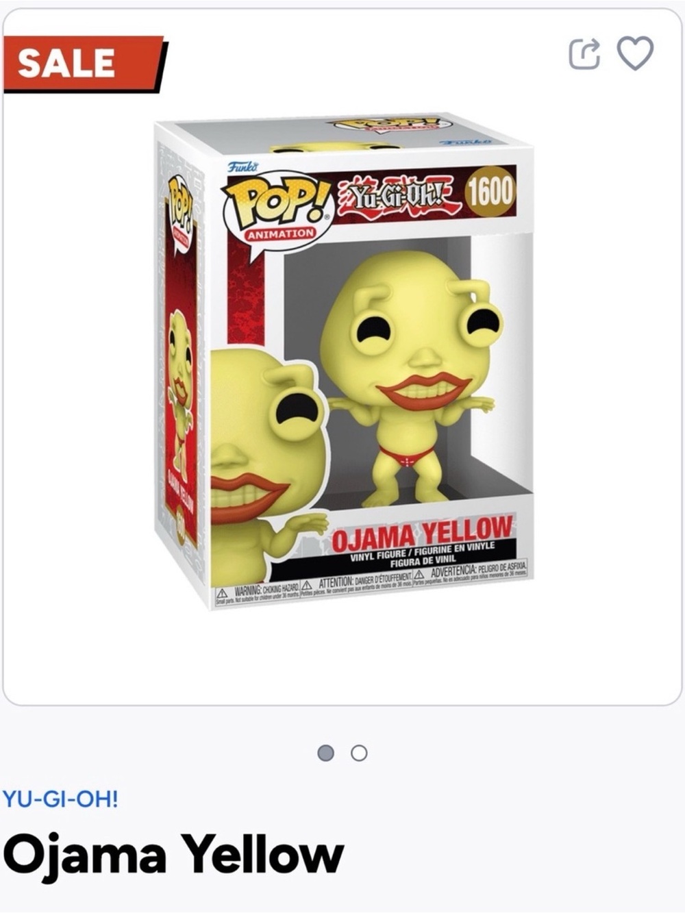 Funko Pop! Yu-Gi-Oh! Ojama Yellow Vinyl Figure - Yellow, Red, Black-1600